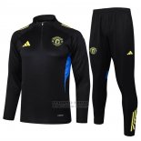 Chandal de Sudadera del Manchester United Nino 2025-2026 Negro Amarillo