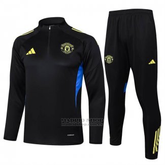 Chandal de Sudadera del Manchester United Nino 2025-2026 Negro Amarillo
