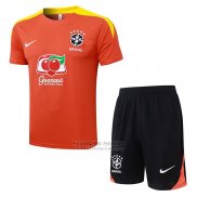 Chandal del Brasil Manga Corta 2025-2026 Naranja - Pantalon Corto