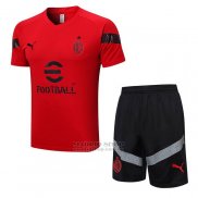 Chandal del AC Milan Manga Corta 2022-2023 Rojo - Pantalon Corto