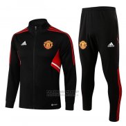 Chandal de Chaqueta del Manchester United Nino 2022-2023 Negro y Rojo