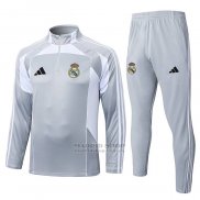 Chandal de Sudadera del Real Madrid 2025-2026 Gris Blanco