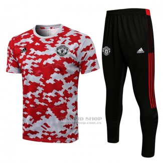 Chandal del Manchester United Manga Corta 2021-2022 Rojo y Blanco