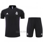 Chandal del Real Madrid Manga Corta 2022-2023 Negro y Purpura - Pantalon Corto