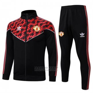 Chandal de Chaqueta del Manchester United Nino 2025-2026 Negro Rojo