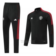 Chandal de Sudadera del Manchester United Nino 2021-2022 Negro