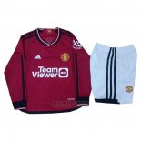 Camiseta Manchester United 1ª Nino Manga Larga 2023-2024