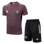 Chandal del Manchester United Manga Corta 2025-2026 Marron - Pantalon Corto
