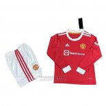 Camiseta Manchester United 1ª Manga Larga Nino 2021-2022