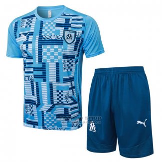 Chandal del Olympique Marsella Manga Corta 2024-2025 Azul - Pantalon Corto