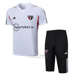 Chandal del Sao Paulo Manga Corta 2023-2024 Blanco - Pantalon Corto