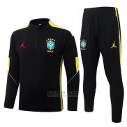 Chandal de Sudadera del Brasil Nino 2026-2027 Negro Amarillo