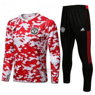 Chandal de Sudadera del Manchester United 2021 Rojo y Blanco