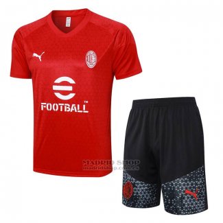 Chandal del AC Milan Manga Corta 2023-2024 Rojo - Pantalon Corto