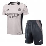 Chandal del Real Madrid Manga Corta 2024-2025 Rosa Claro - Pantalon Corto