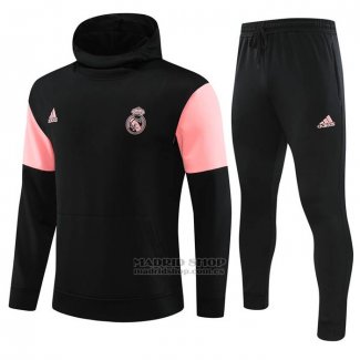 Chandal con Capucha del Real Madrid Nino 2023 Negro y Rosa