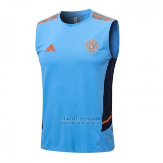 Camiseta de Entrenamiento Manchester United Sin Mangas 2022-2023 Azul Claro