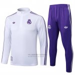 Chandal de Sudadera del Real Madrid Nino 2025-2026 Blanco Purpura