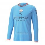 Camiseta Manchester City 1ª Manga Larga 2022-2023