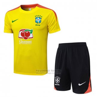 Chandal del Brasil Manga Corta 2025-2026 Amarillo - Pantalon Corto