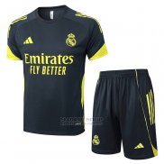 Chandal del Real Madrid Manga Corta 2025-2026 Negro Amarillo - Pantalon Corto